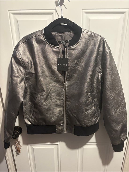 Baccini Other - Baccini Metallic Silver Bomber Jacket